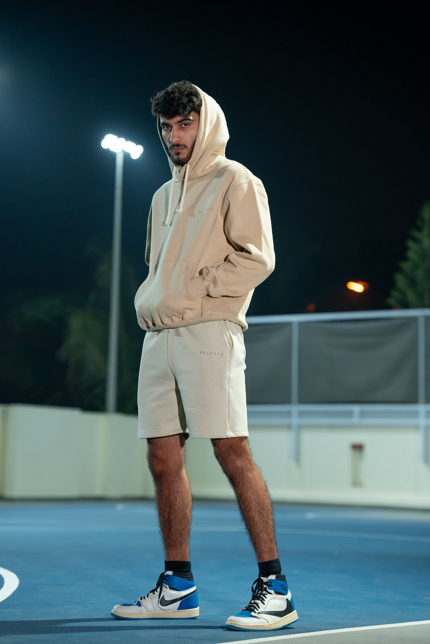 Logo Fleece Hoodie-Beige
