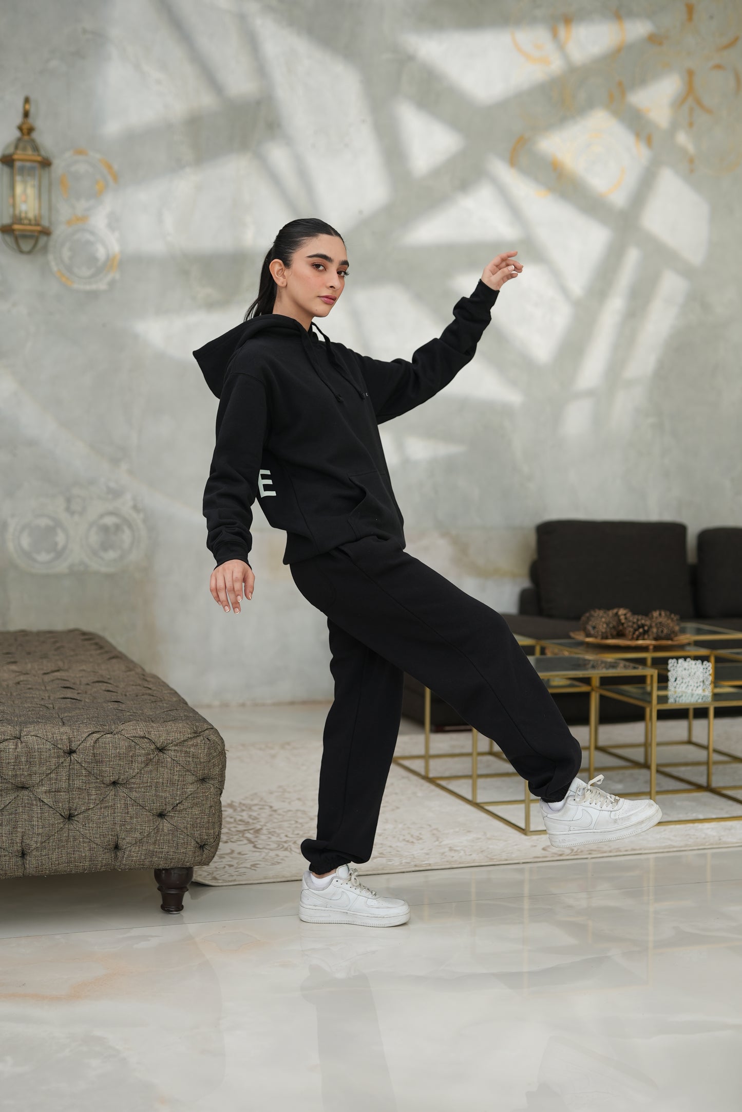 Logo Fleece Hoodie-Black