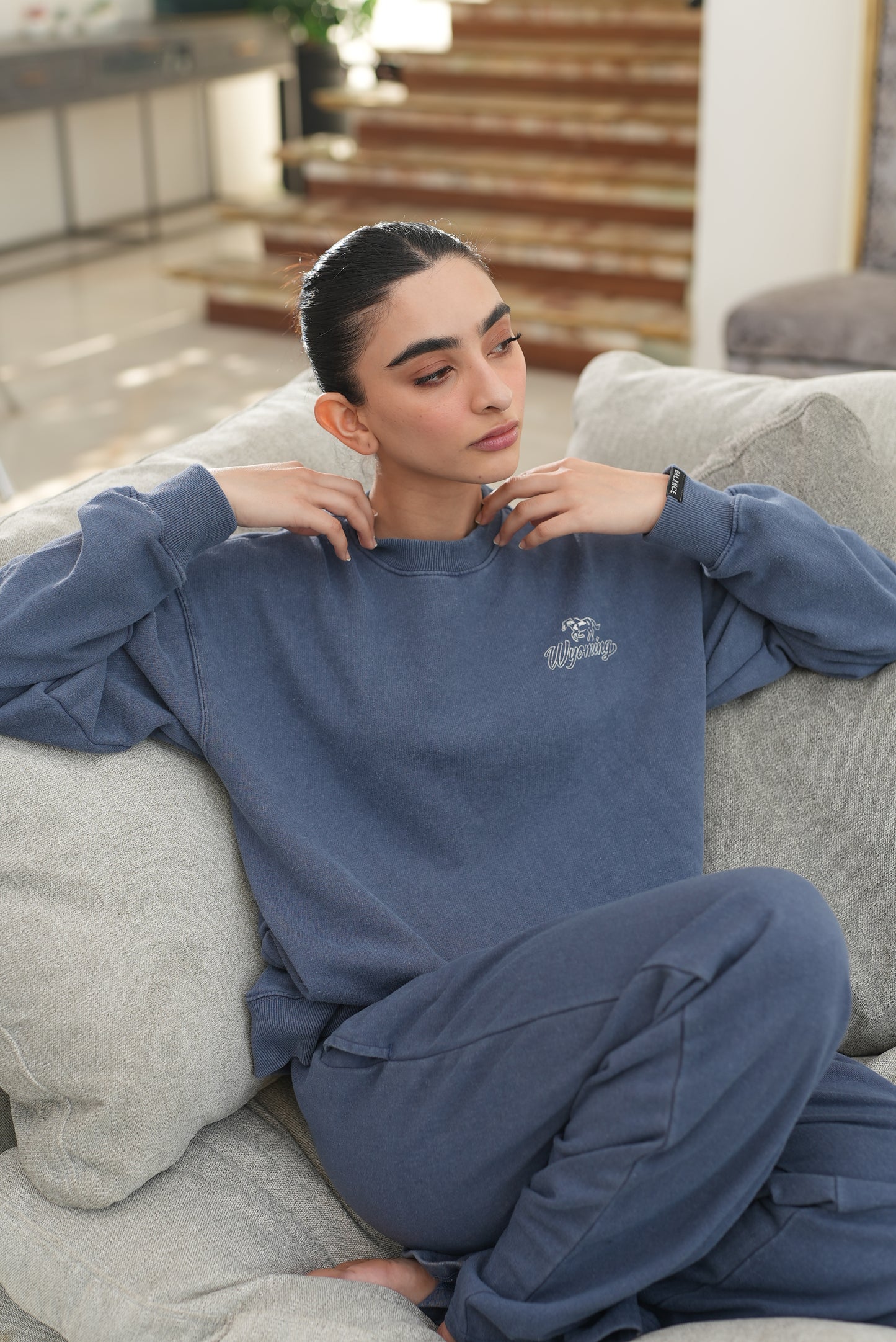 Wyoming Sweatshirt-Washed Blue colour