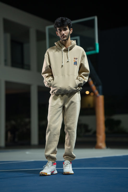 Balance Bear Hoodie-Beige