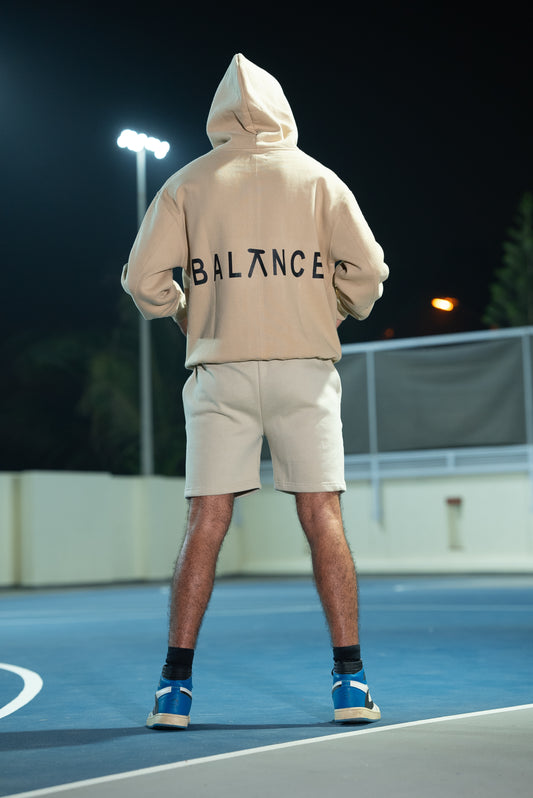 Logo Fleece Hoodie-Beige