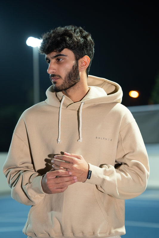 Logo Fleece Hoodie-Beige