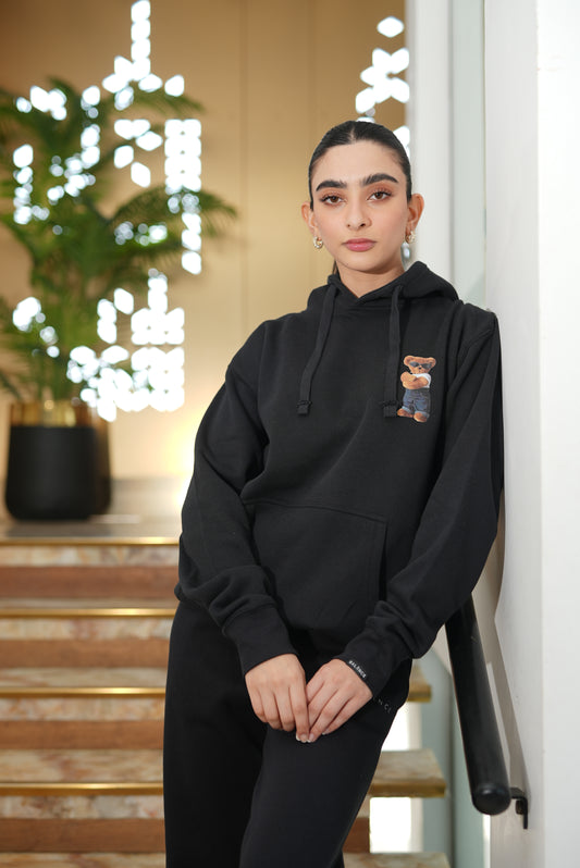 Balance Bear Hoodie-Black