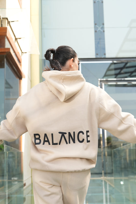 Logo Fleece Hoodie-Beige